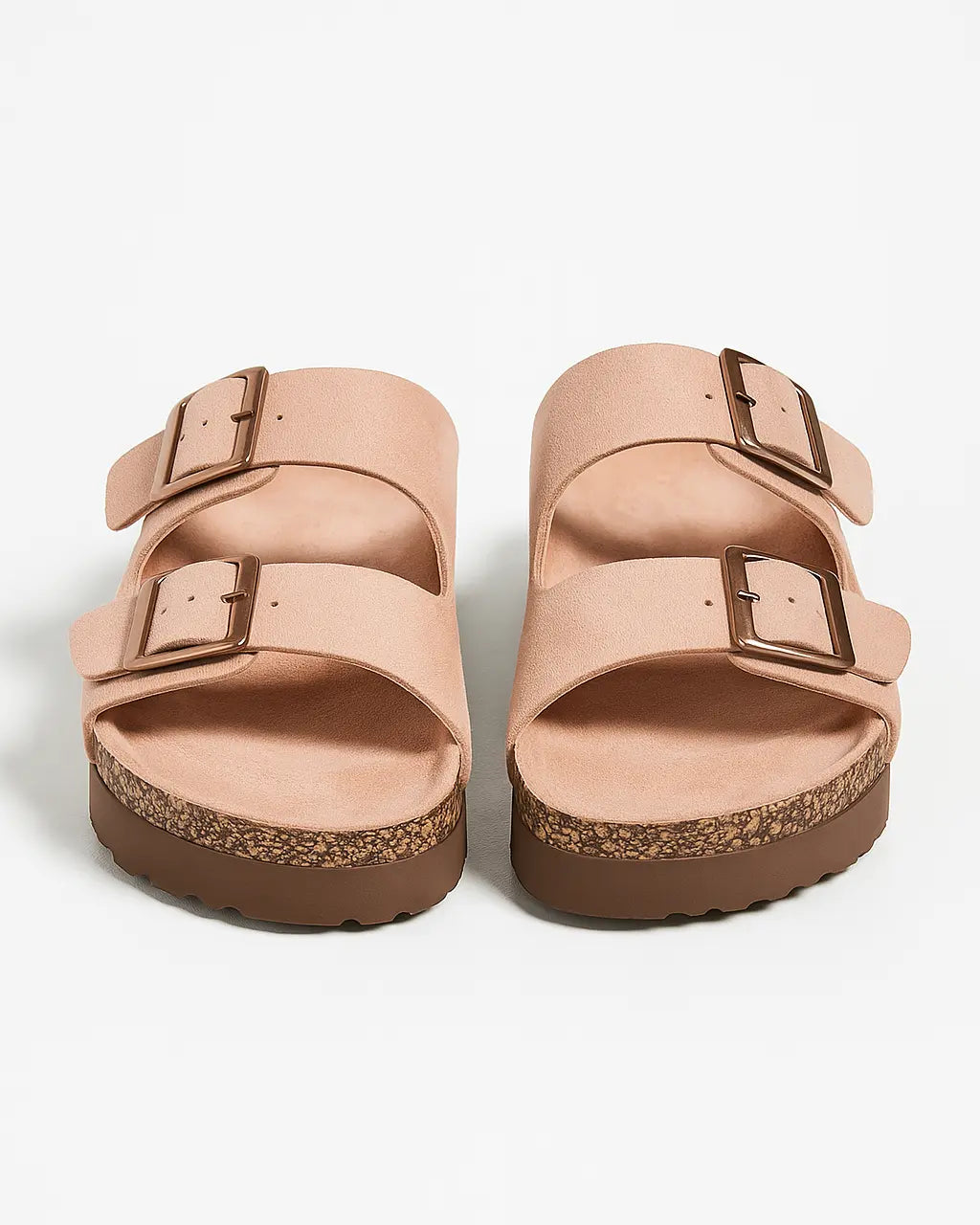 Sandalo con para alta in suede con doppia fibbia Dorabella