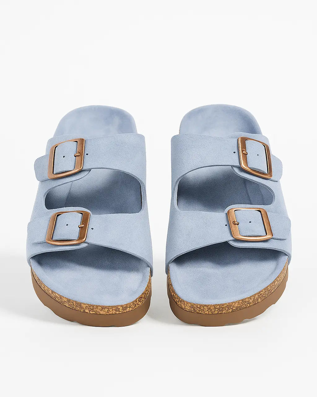 Sandalo con para alta in suede con doppia fibbia Dorabella