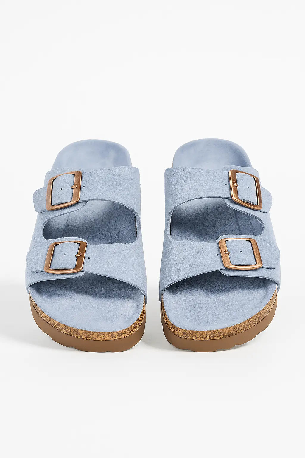 Sandalo con para alta in suede con doppia fibbia Dorabella