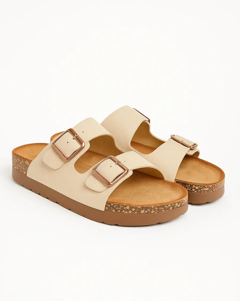 Sandalo con para alta in suede con doppia fibbia Dorabella