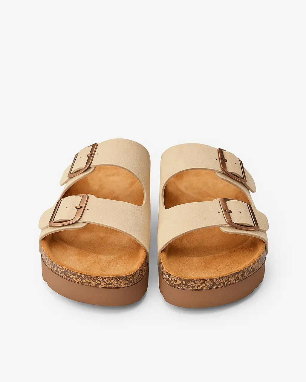 Sandalo con para alta in suede con doppia fibbia Dorabella