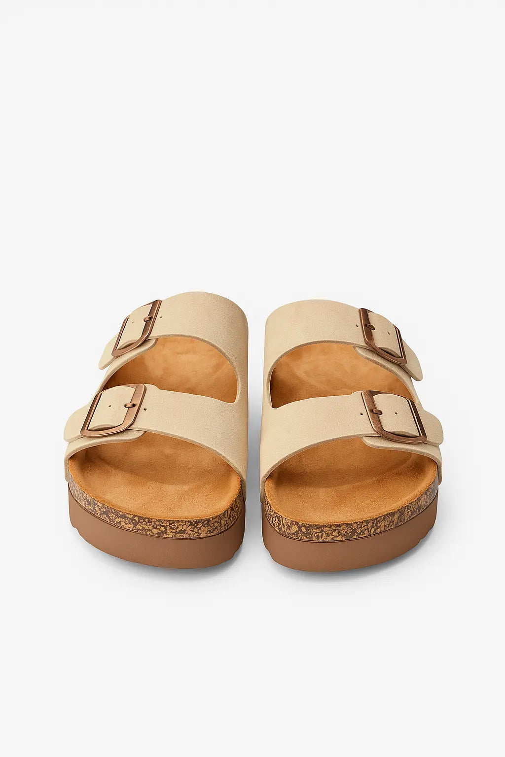 Sandalo con para alta in suede con doppia fibbia Dorabella