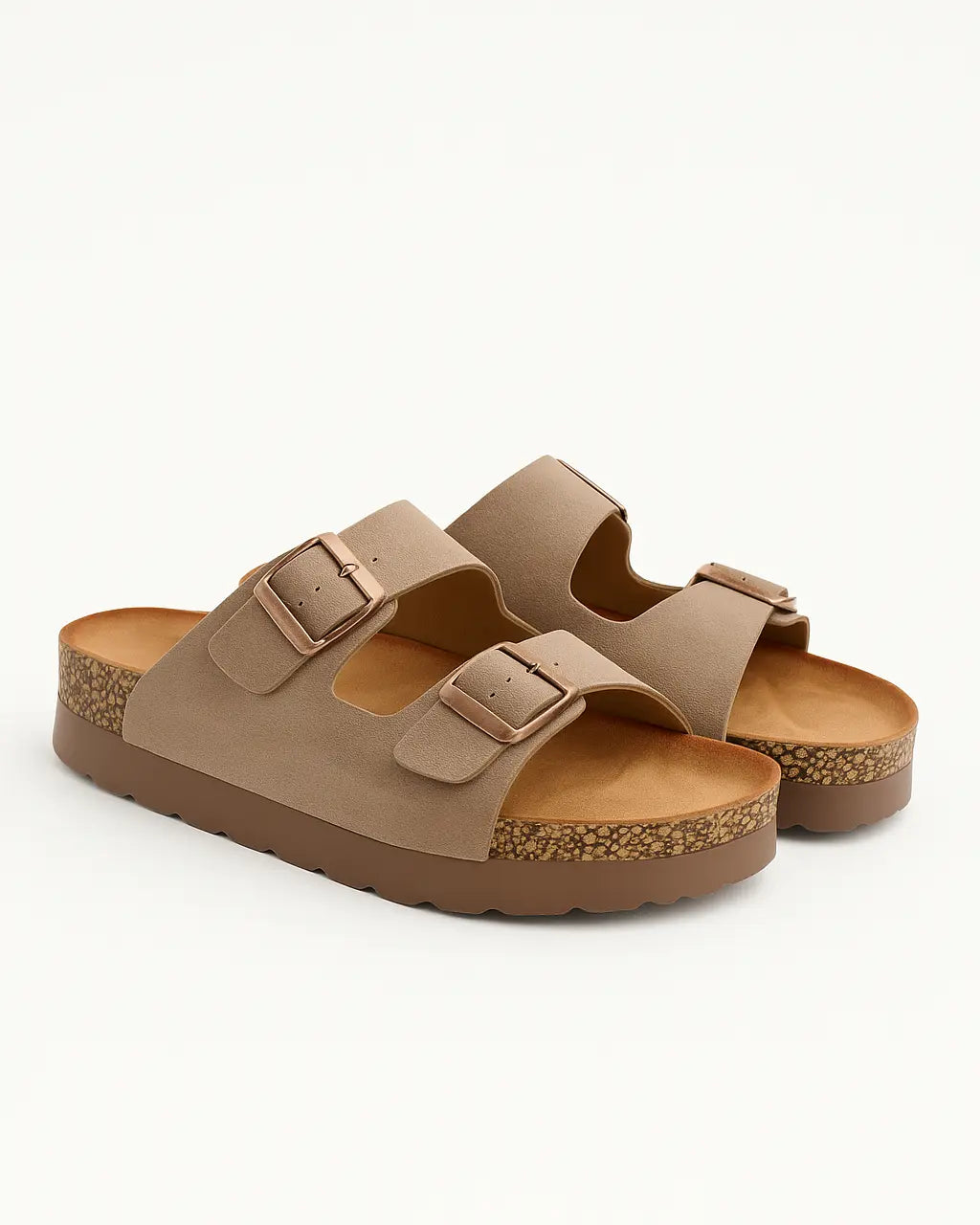 Sandalo con para alta in suede con doppia fibbia Dorabella