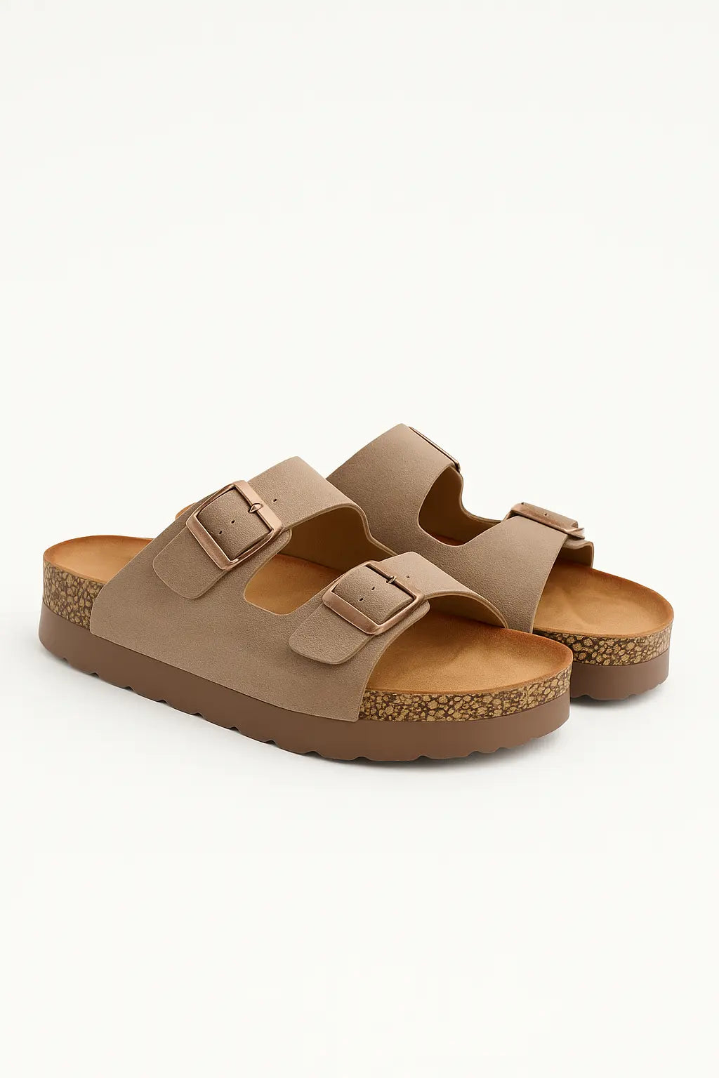 Sandalo con para alta in suede con doppia fibbia Dorabella