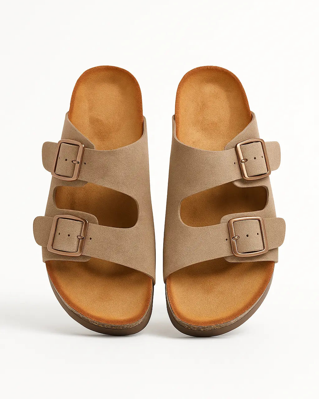 Sandalo con para alta in suede con doppia fibbia Dorabella