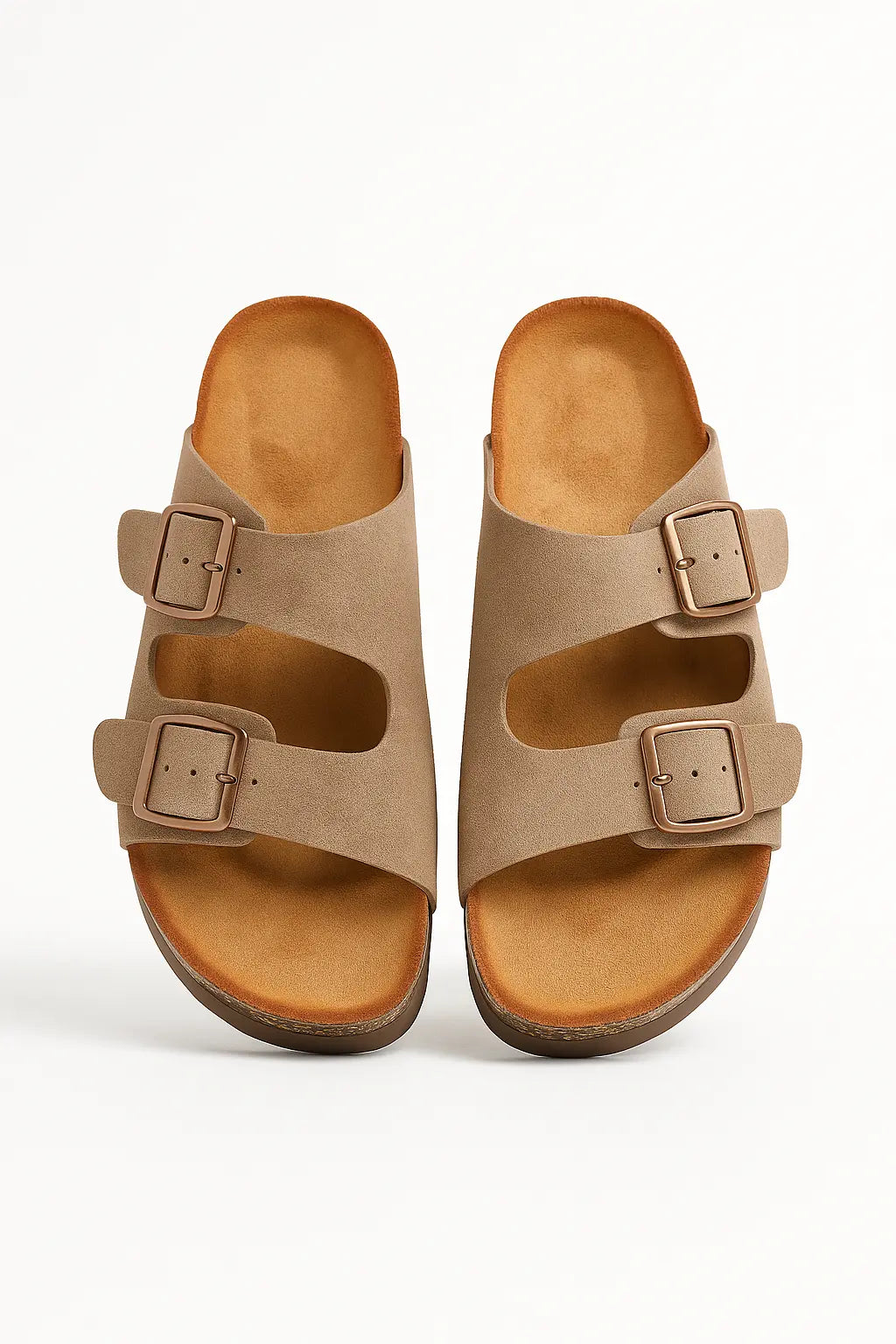 Sandalo con para alta in suede con doppia fibbia Dorabella