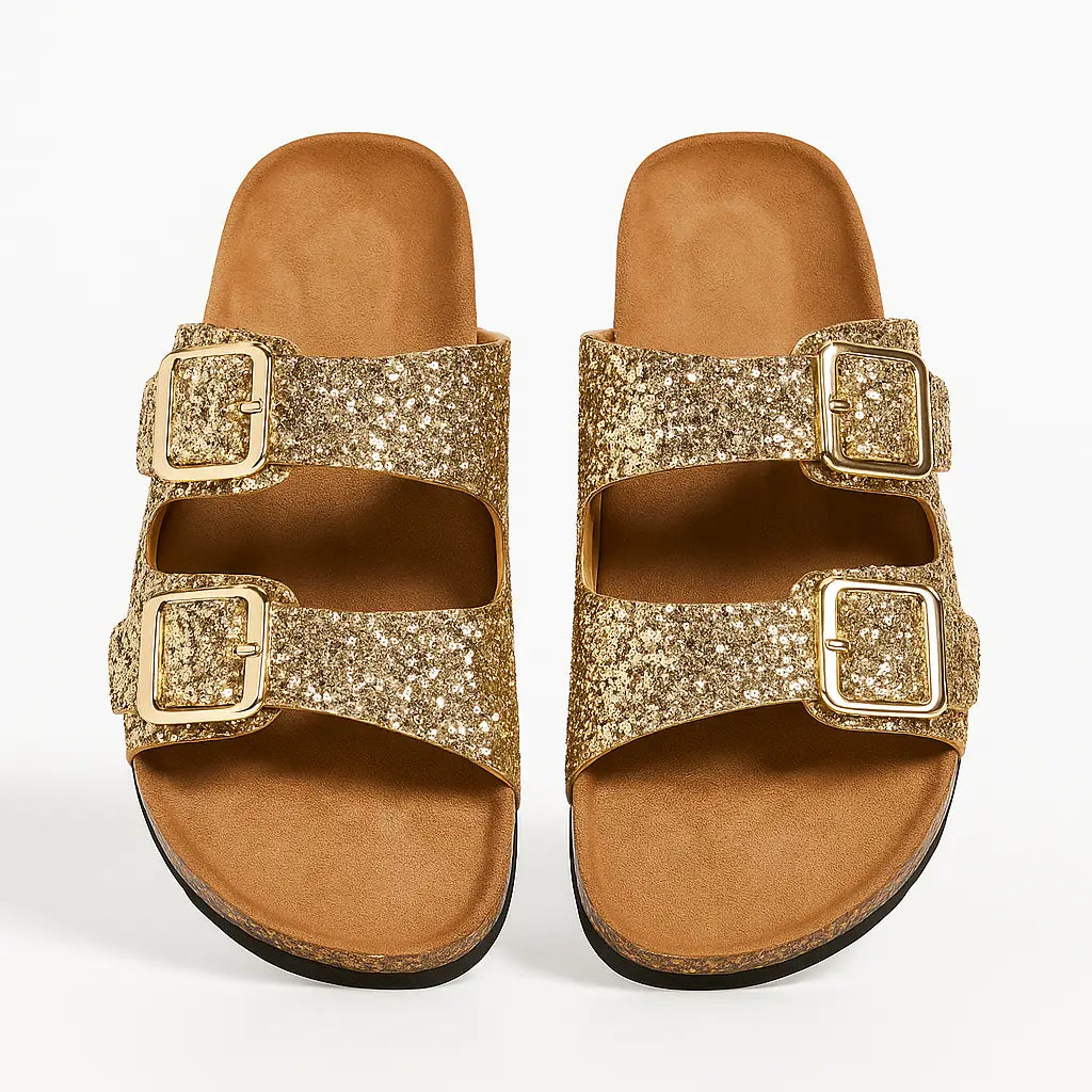 Sandalo glitterato con doppia fibbia Dorabella Oro / 41
