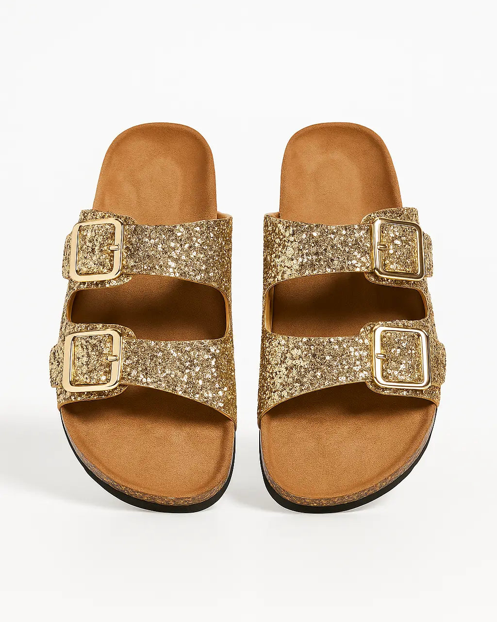 Sandalo glitterato con doppia fibbia Dorabella Oro / 41