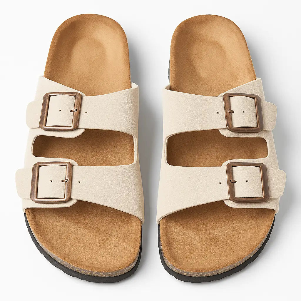 Sandalo in suede con doppia fibbia Dorabella