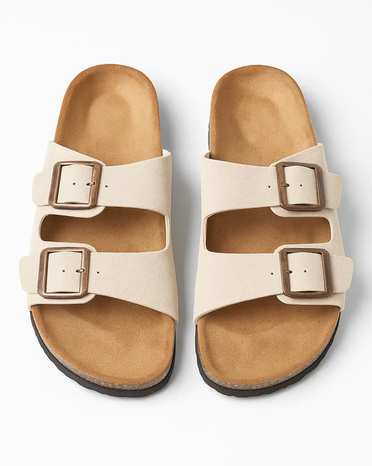 Sandalo in suede con doppia fibbia Dorabella