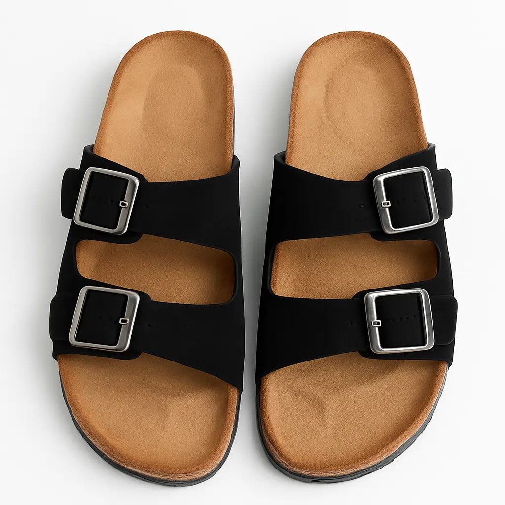 Sandalo in suede con doppia fibbia Dorabella
