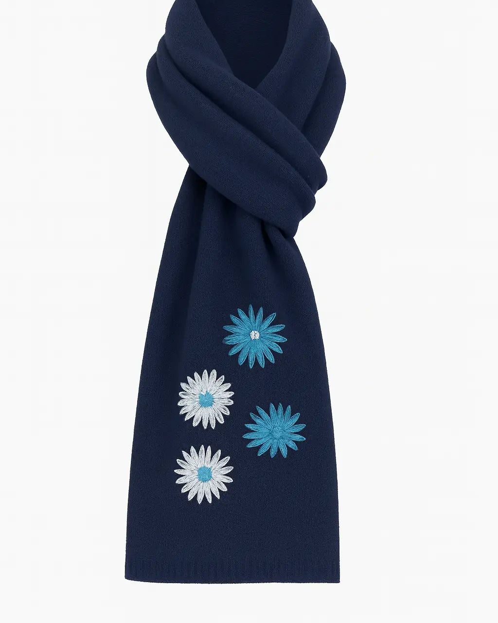 Sciarpa in maglia con fiori ricamati Dorabella