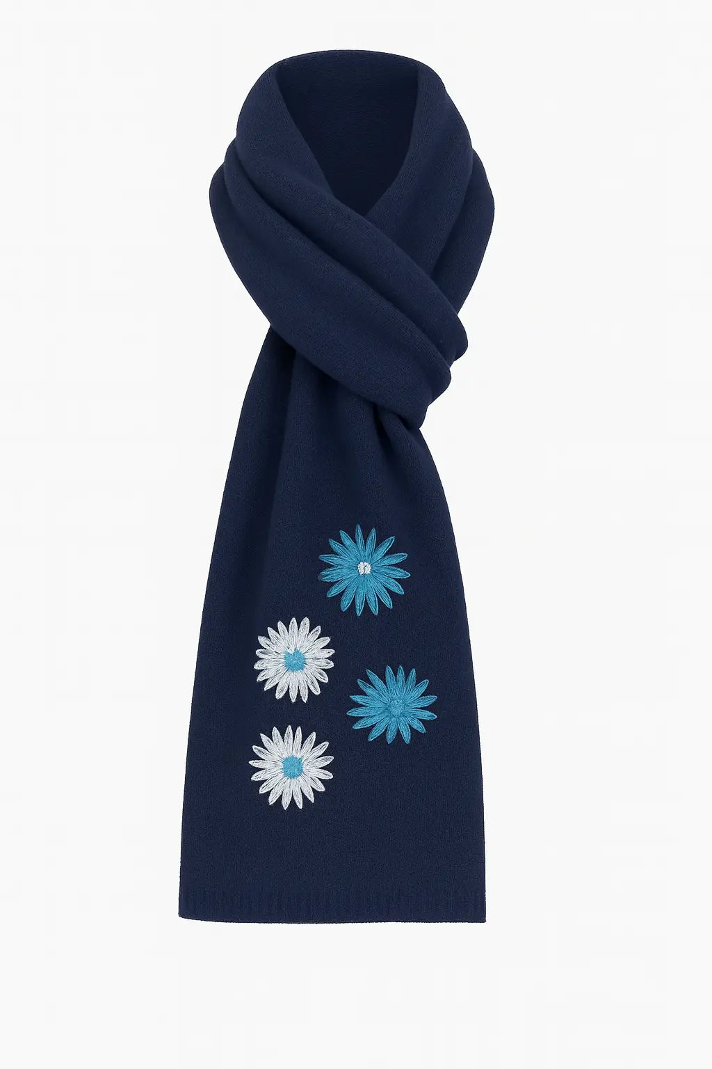 Sciarpa in maglia con fiori ricamati Dorabella