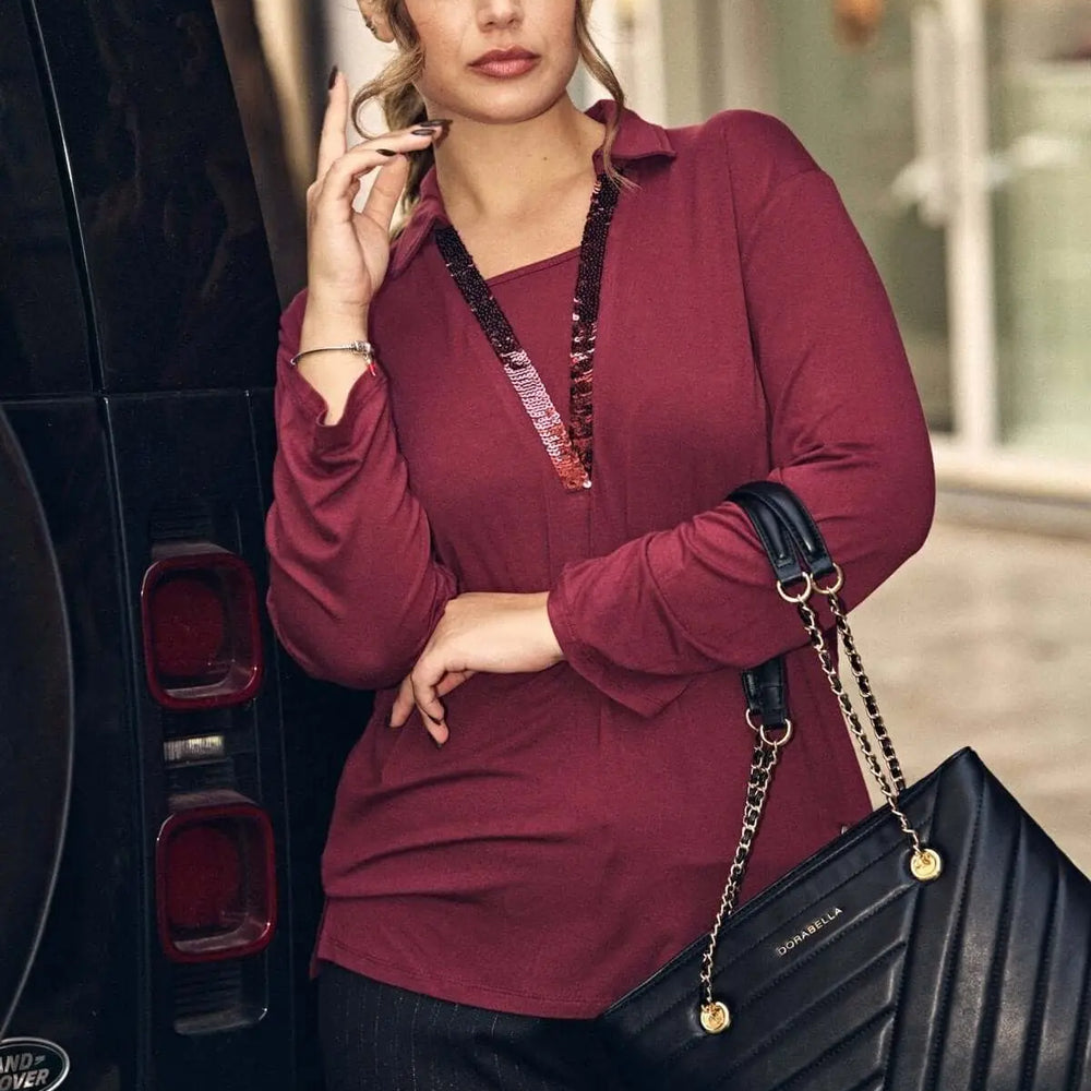 Shopping bag in ecopelle trapuntata burgundy NERO DORABELLA