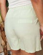 Short in tela di lino e viscosa tinta unita con bustino elasticizzato. MENTA DORABELLA
