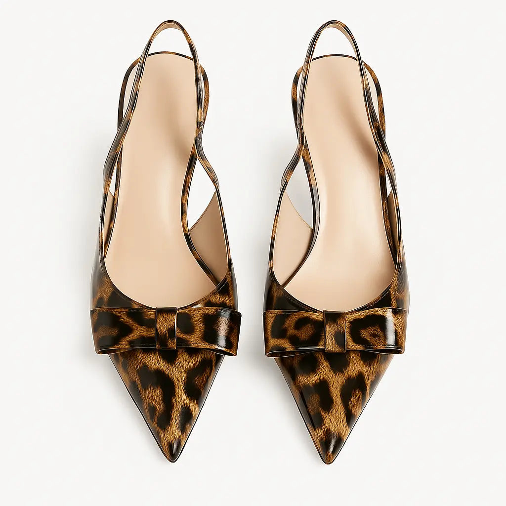 Slingback con fasce intrecciate a fiocco in vernice - 380-612 Dorabella Animale-41