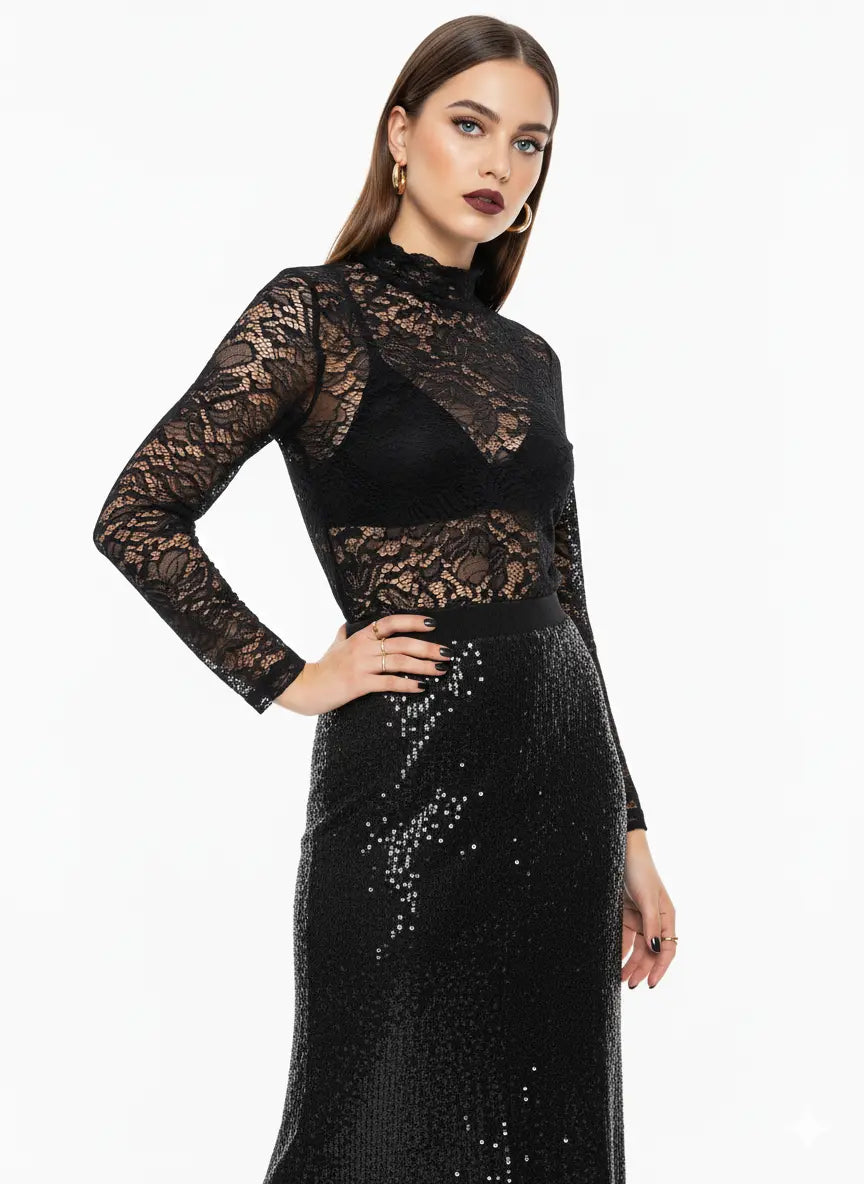 Sottogiacca dolcevita in pizzo DORABELLA