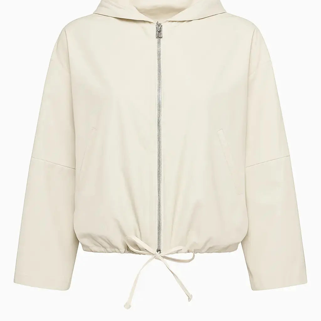 Spolverino con cappuccio in tessuto spalmato Dorabella