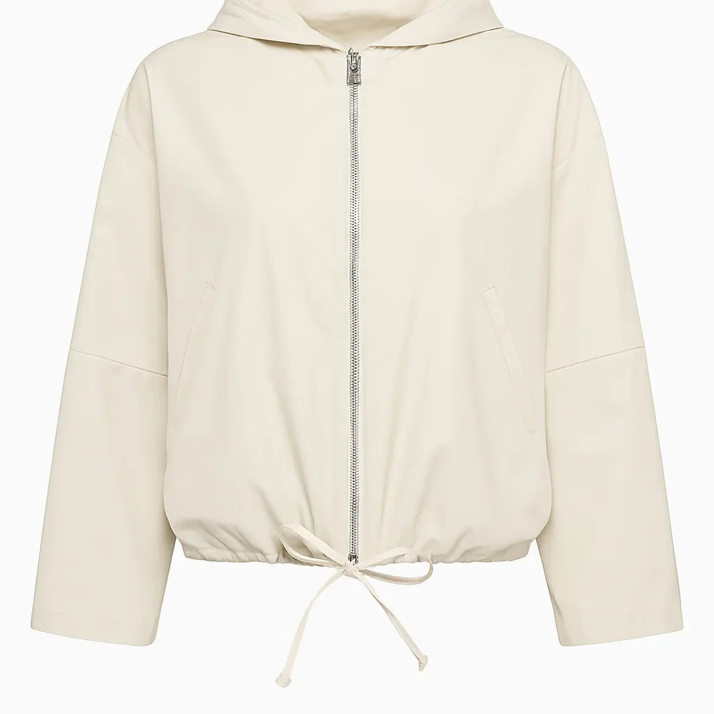 Spolverino con cappuccio in tessuto spalmato Dorabella