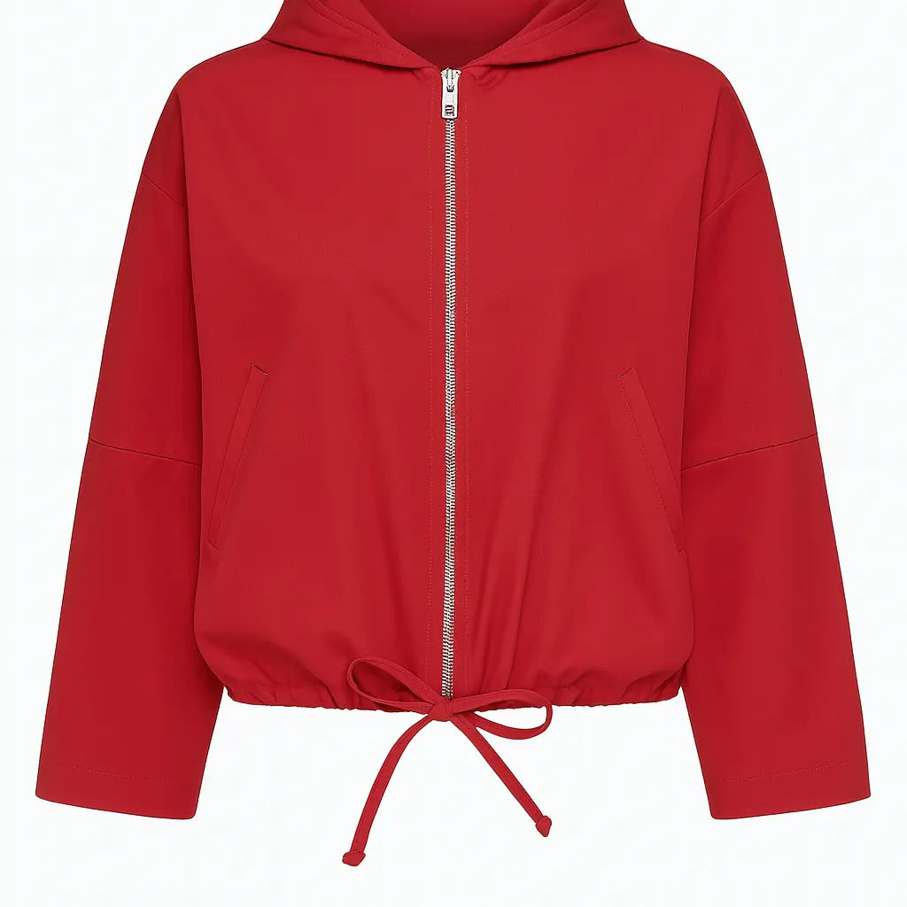 Spolverino con cappuccio in tessuto spalmato Dorabella