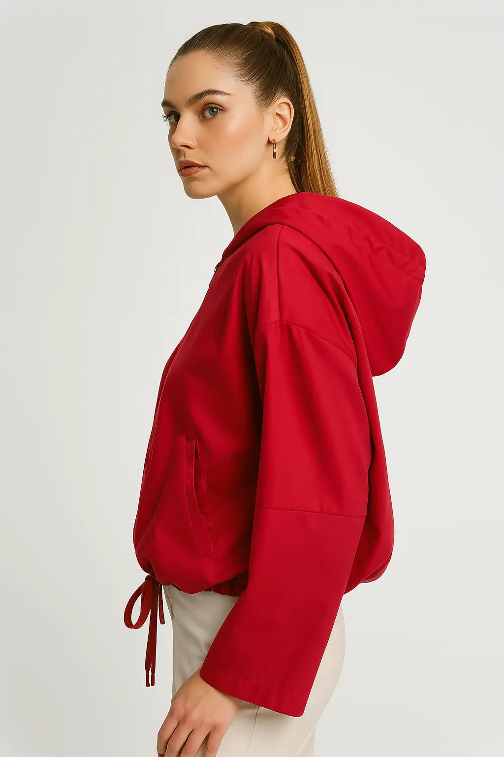 Spolverino con cappuccio in tessuto spalmato Dorabella