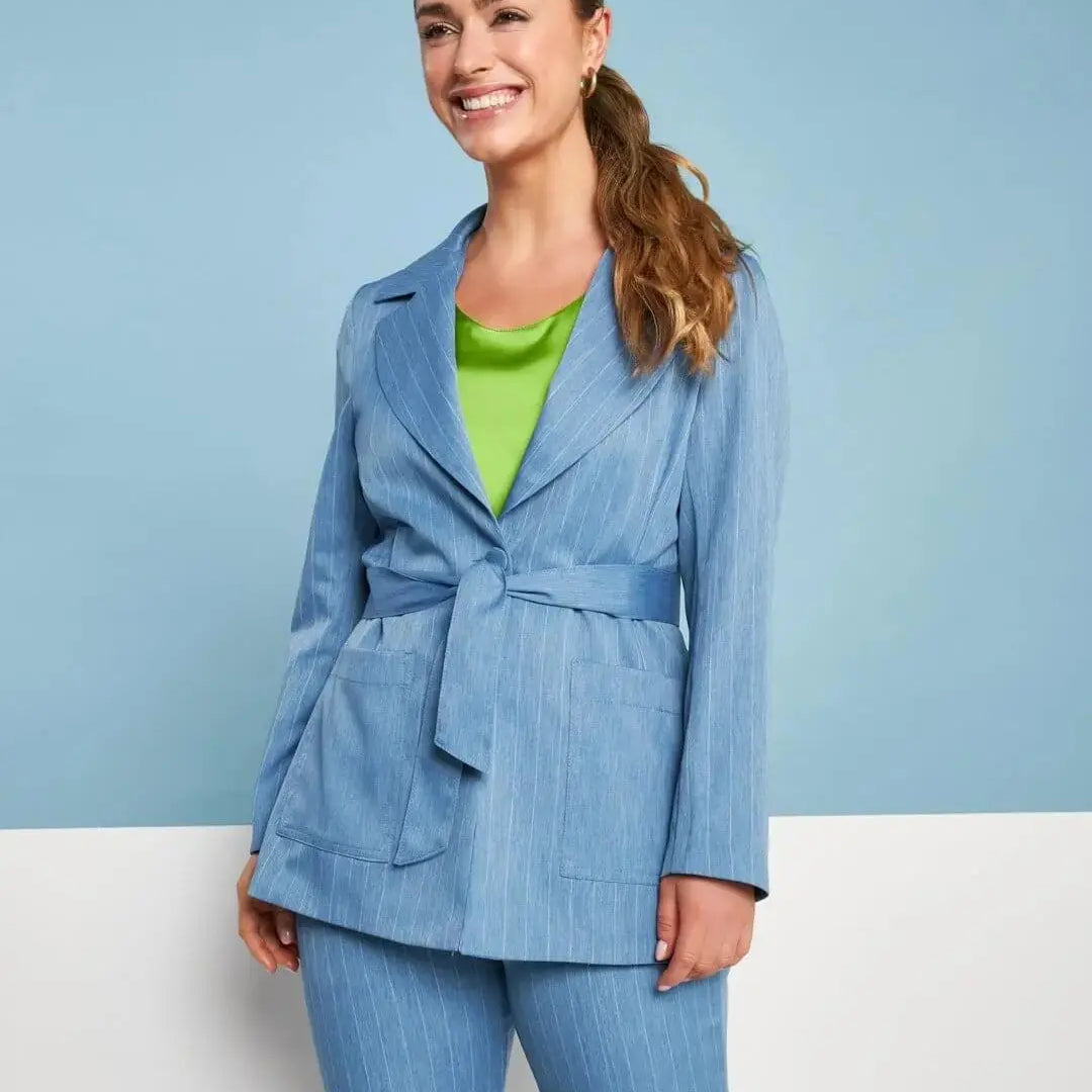 Spolverino in chambray gessato con cintura in vita DENIM DORABELLA XXL