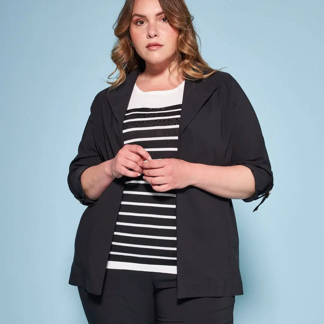 Spolverino in gabardine di misto viscosa elasticizzata con collo revers NERO DORABELLA PIU' 49