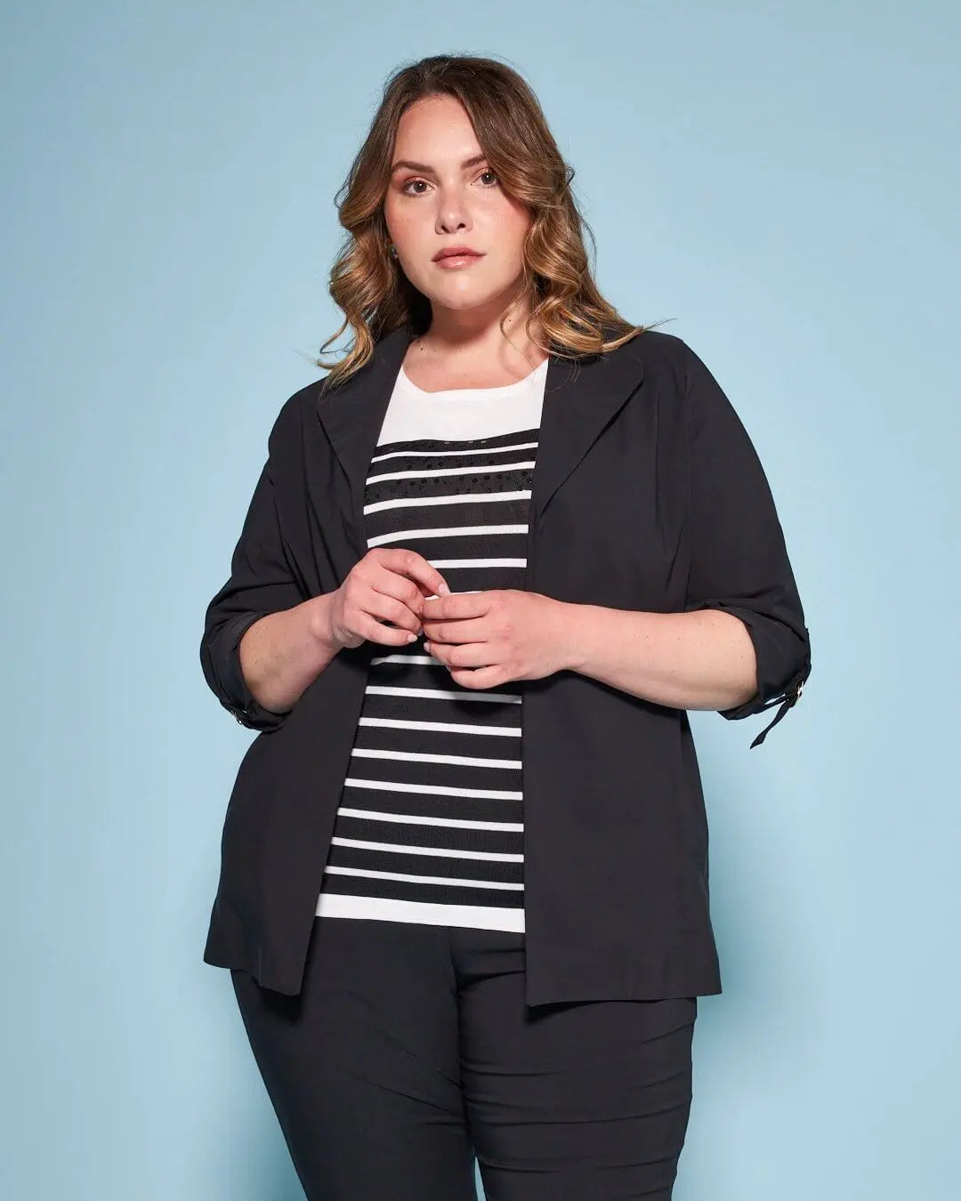 Spolverino in gabardine di misto viscosa elasticizzata con collo revers NERO DORABELLA PIU' 49