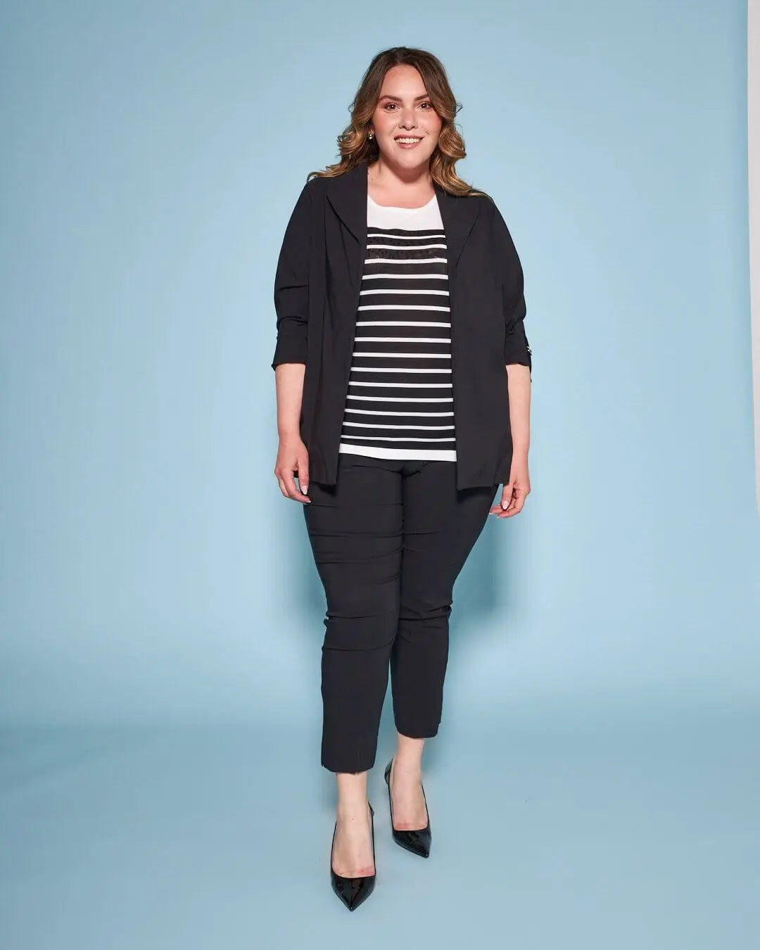 Spolverino in gabardine di misto viscosa elasticizzata con collo revers NERO DORABELLA PIU'