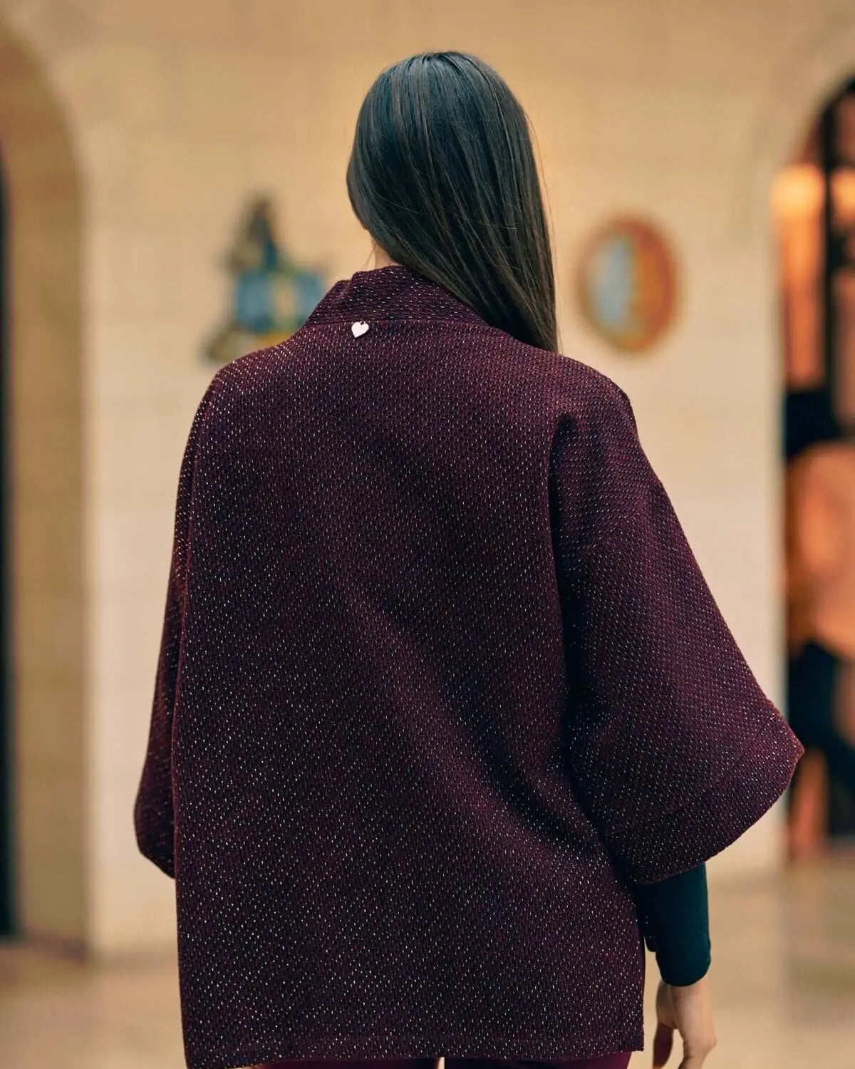 Spolverino kimono con cintura BURGUNDY DORABELLA
