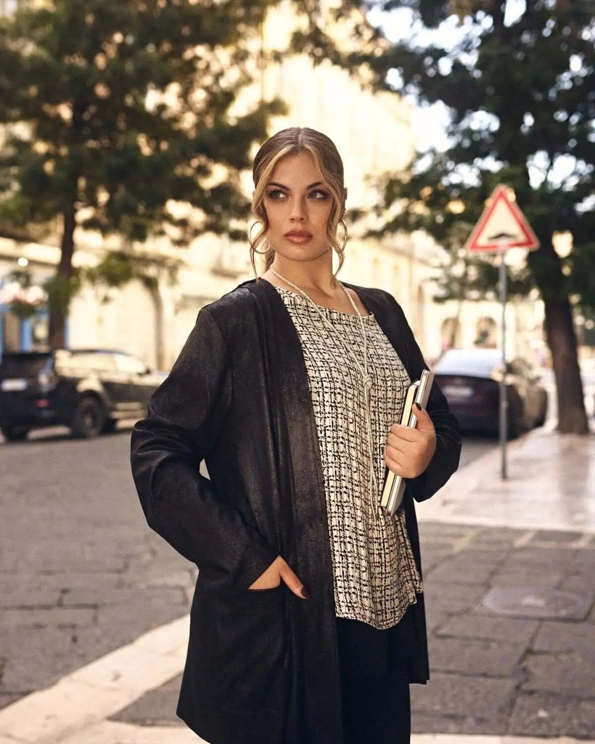 Spolverino midi in suede senza bottoni NERO DORABELLA PIU'