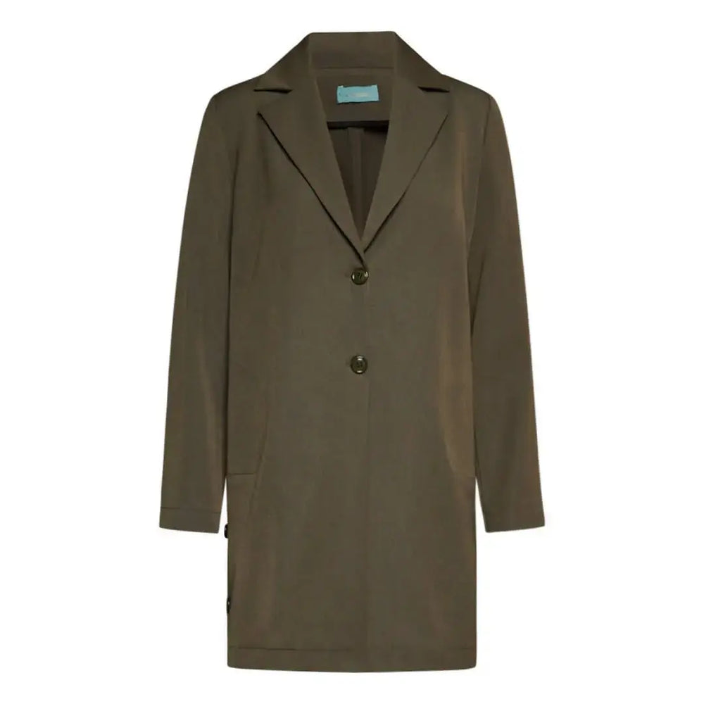 Spolvero con rever e spacchi con bottoni VERDE MILITARE DORABELLA