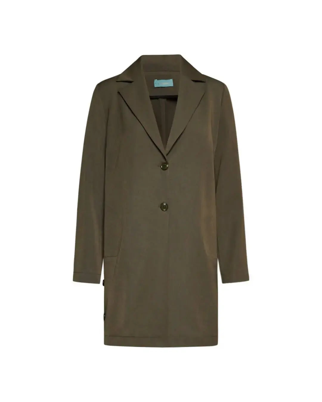 Spolvero con rever e spacchi con bottoni VERDE MILITARE DORABELLA
