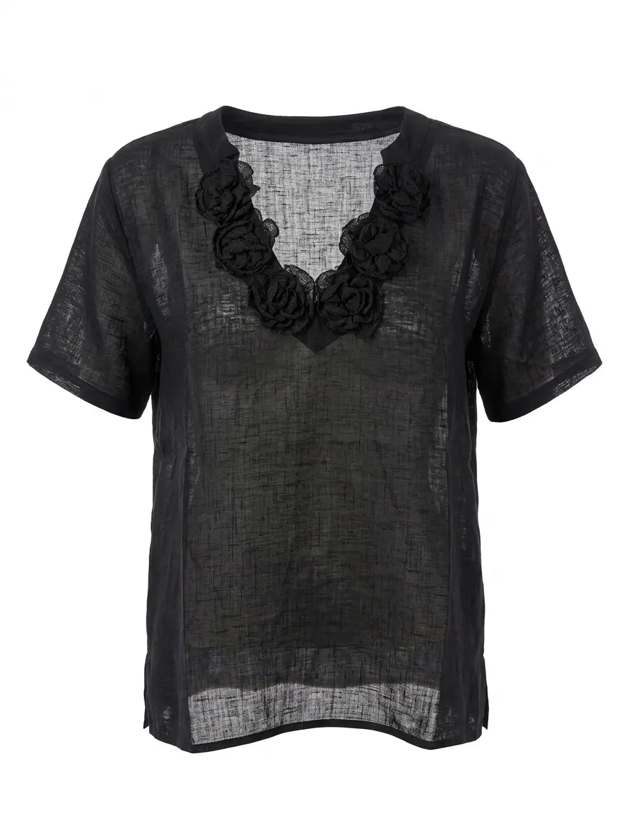 T-Shirt Noir Romantique DORABELLA