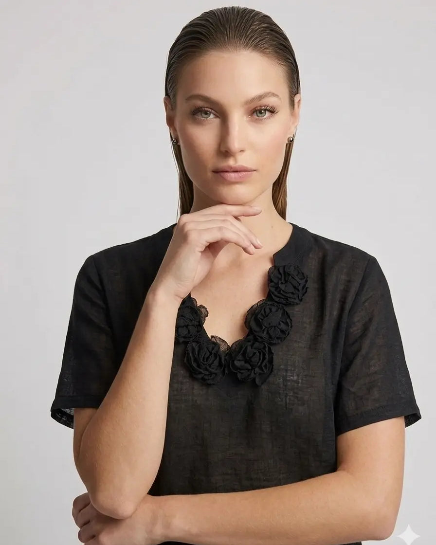 T-Shirt Noir Romantique DORABELLA