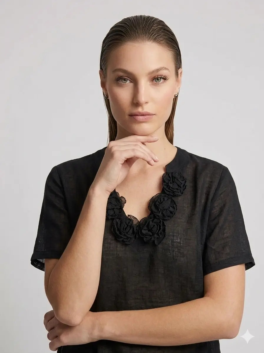 T-Shirt Noir Romantique DORABELLA