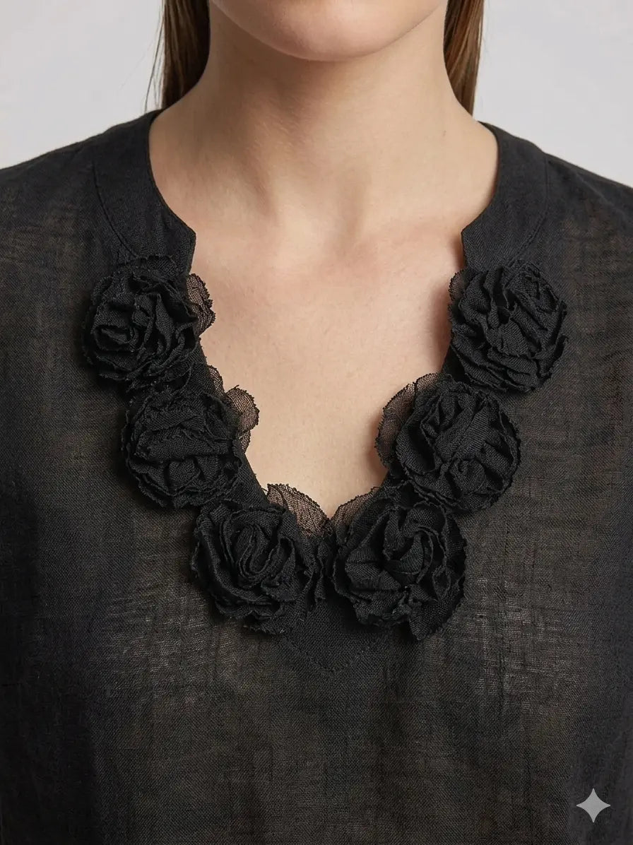 T-Shirt Noir Romantique DORABELLA