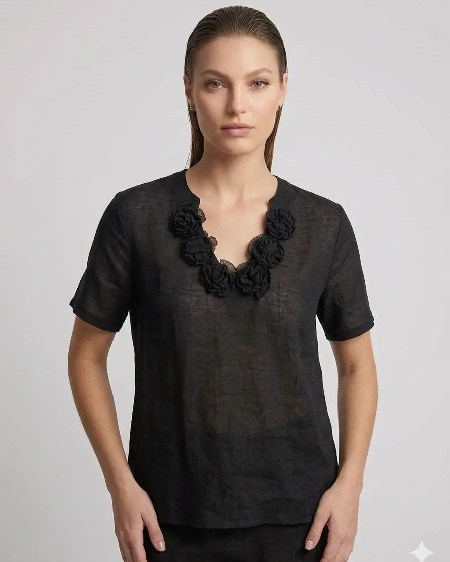 T-Shirt Noir Romantique DORABELLA