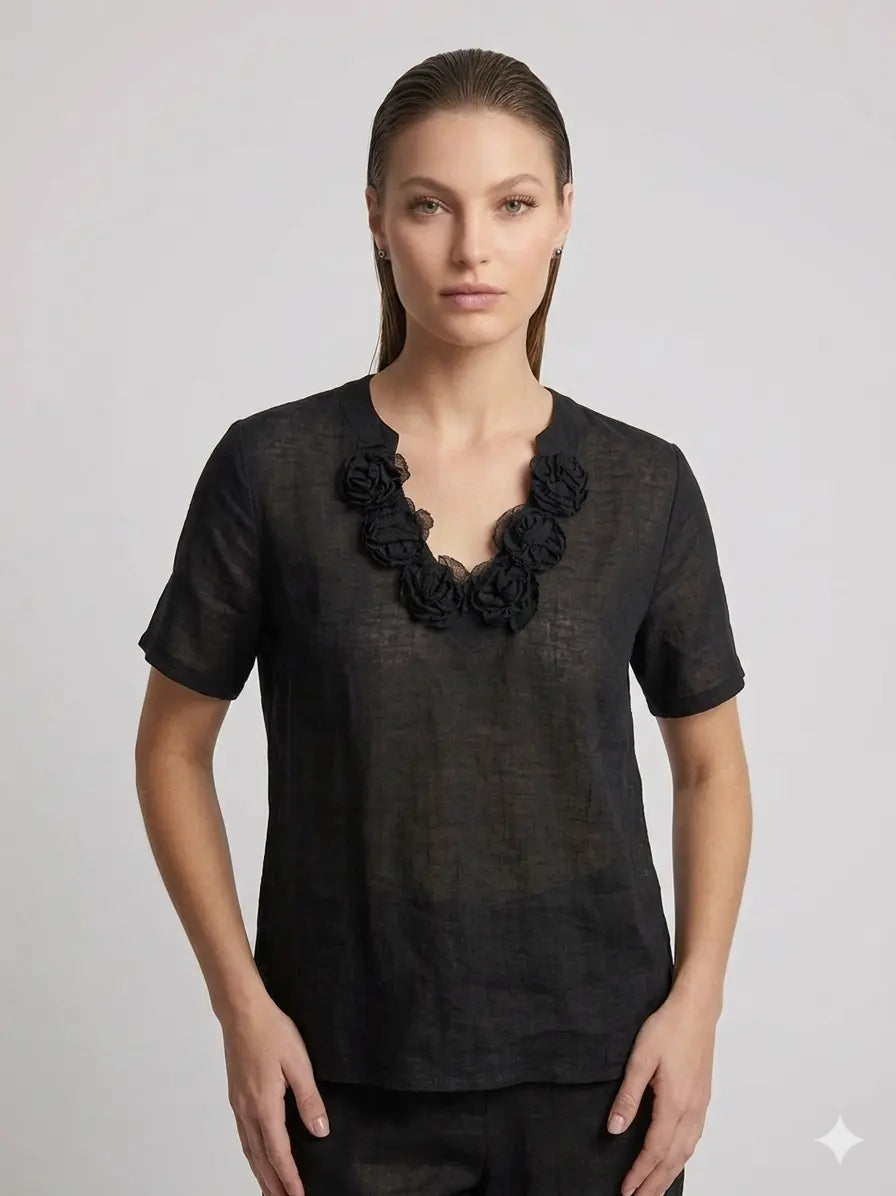 T-Shirt Noir Romantique DORABELLA