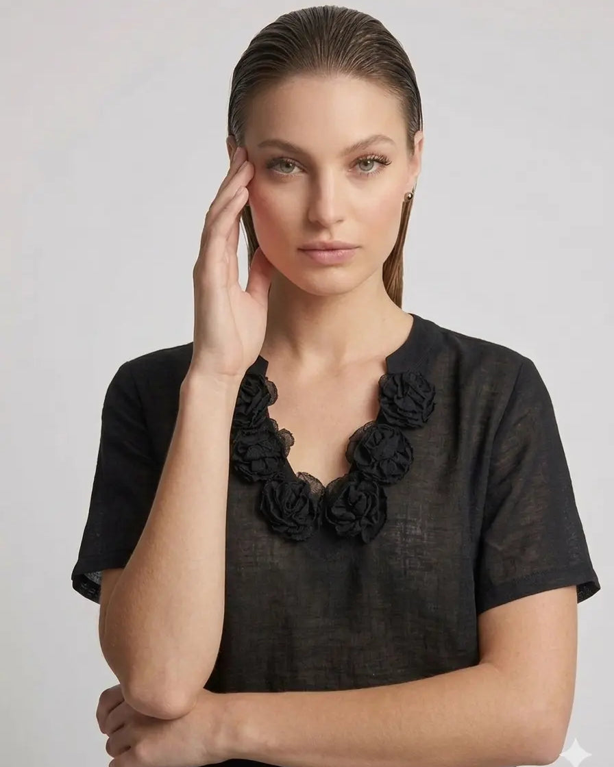 T-Shirt Noir Romantique DORABELLA