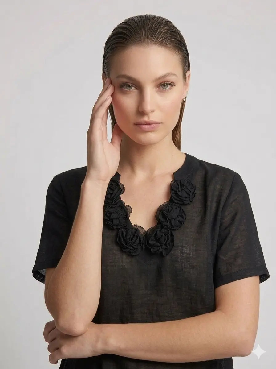 T-Shirt Noir Romantique DORABELLA