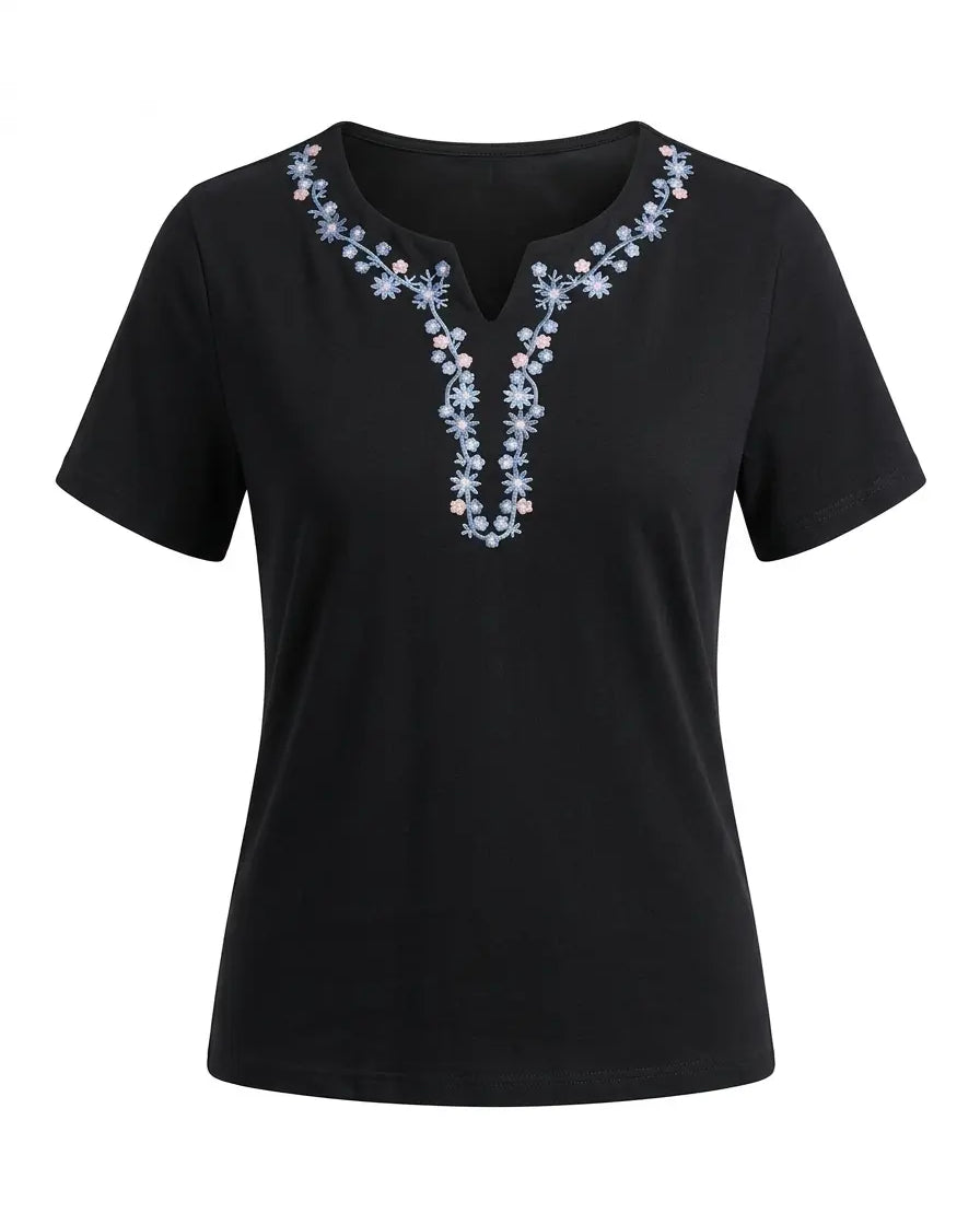 T-Shirt Scollo Ricamato DORABELLA