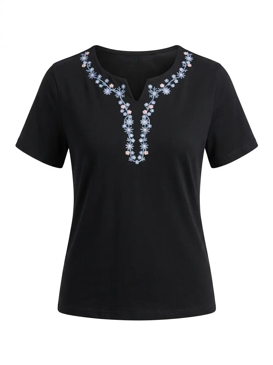 T-Shirt Scollo Ricamato DORABELLA