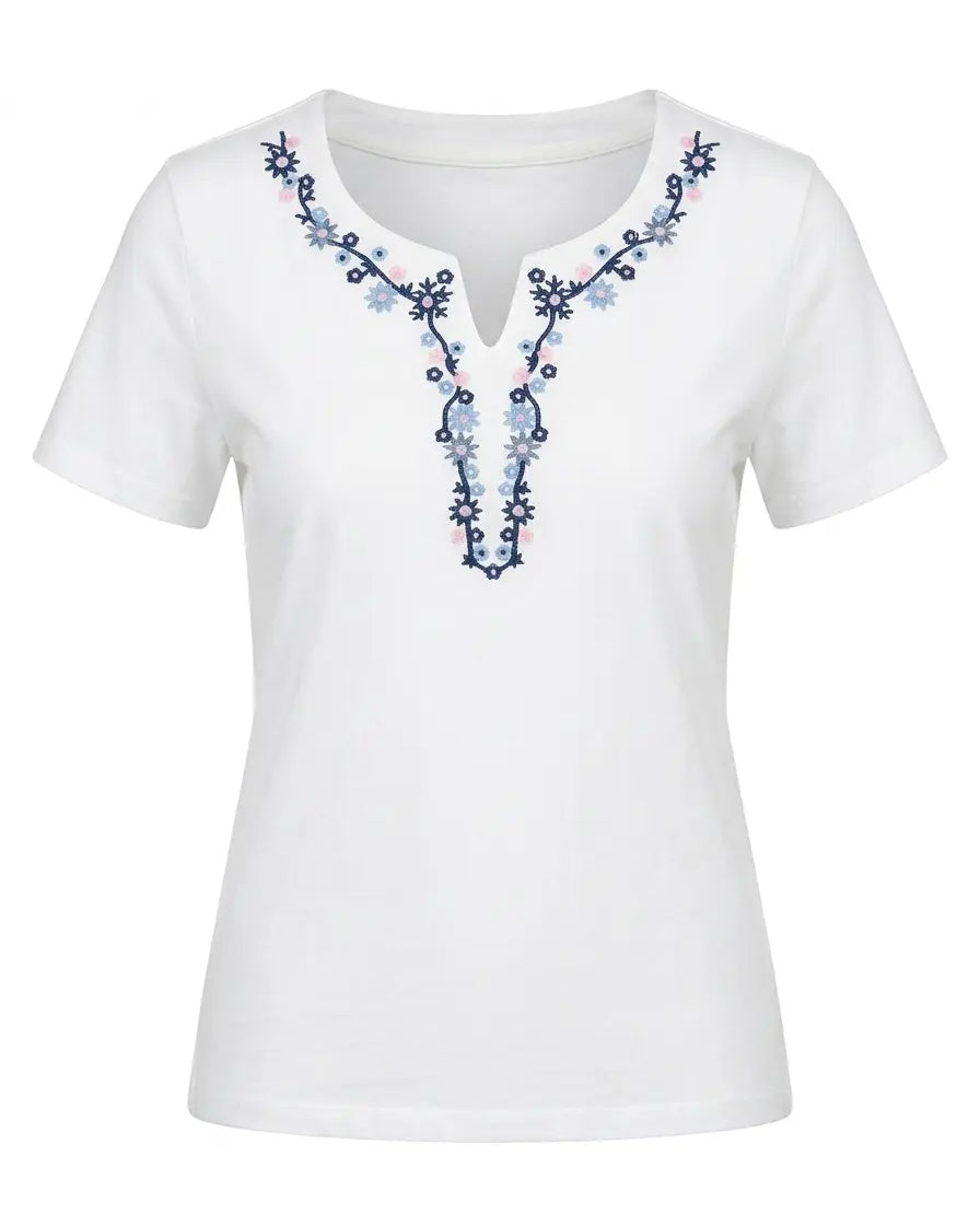 T-Shirt Scollo Ricamato DORABELLA