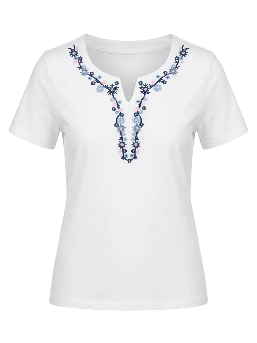 T-Shirt Scollo Ricamato DORABELLA