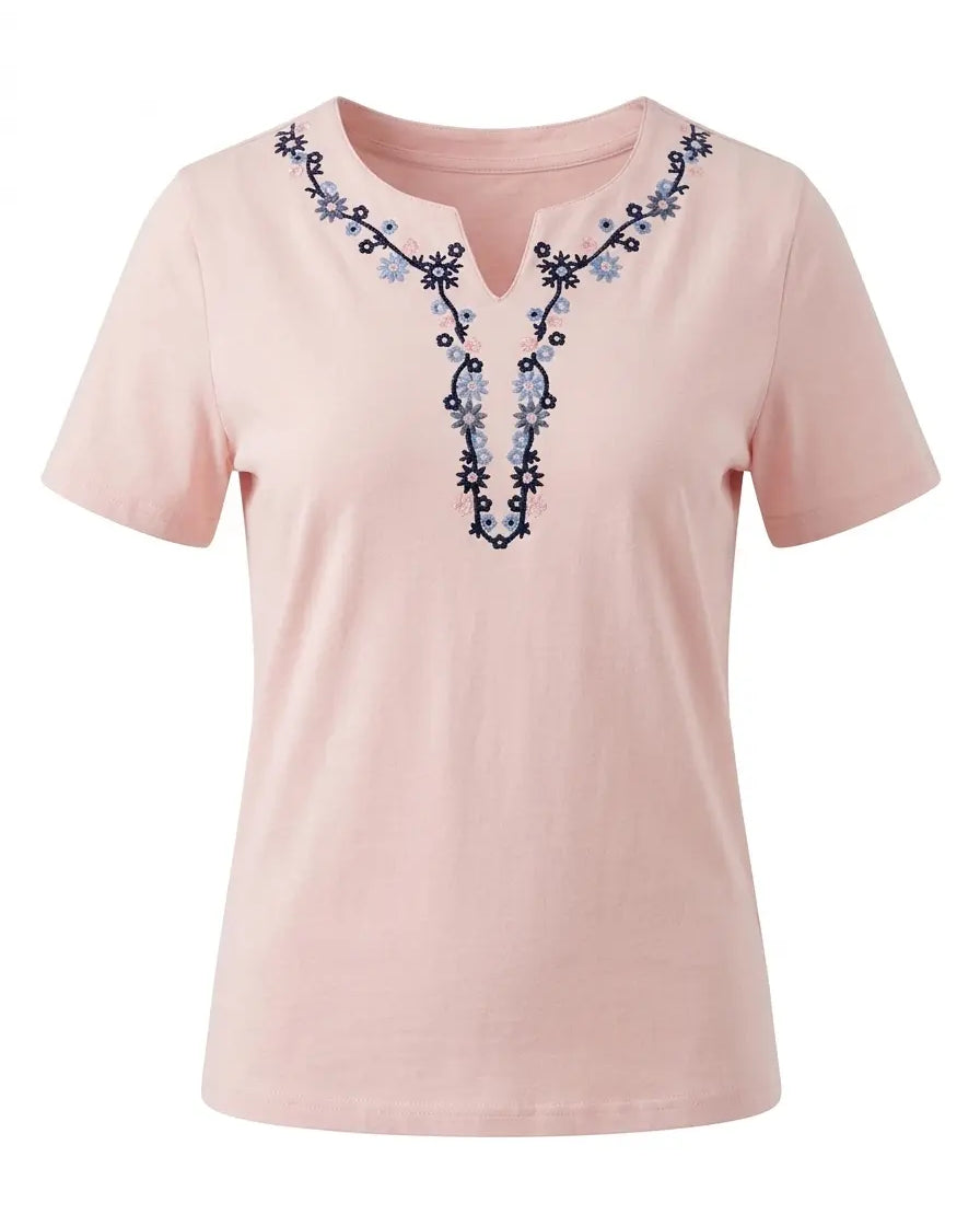 T-Shirt Scollo Ricamato DORABELLA