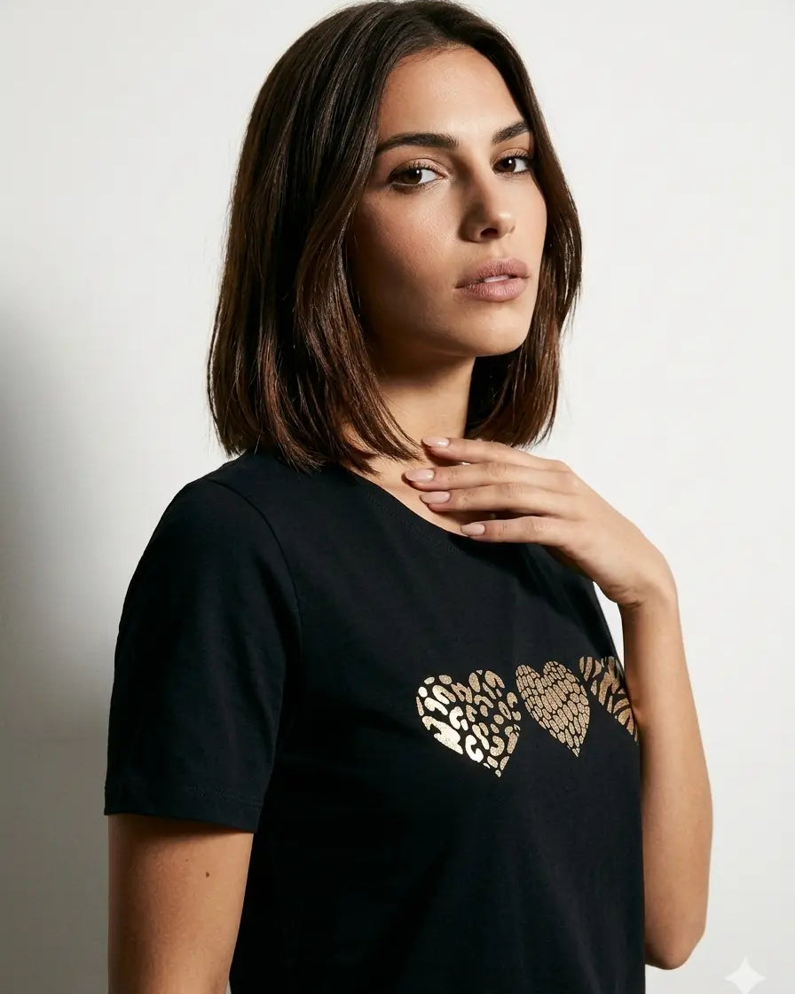 T-Shirt Stampa Cuori DORABELLA