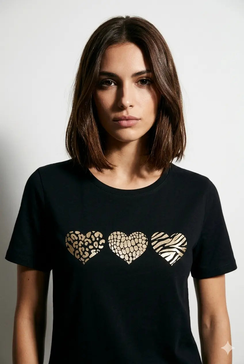 T-Shirt Stampa Cuori DORABELLA