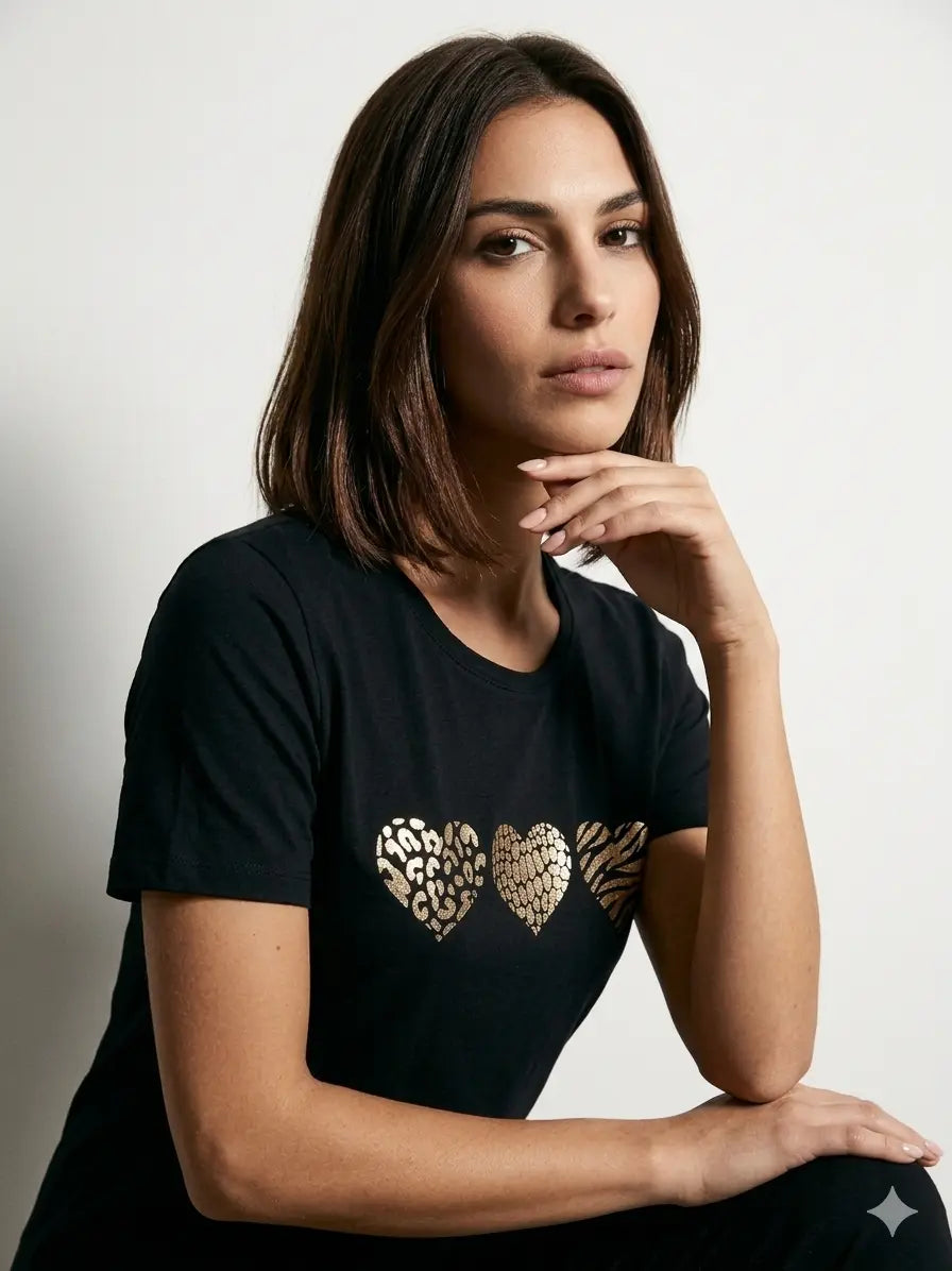 T-Shirt Stampa Cuori DORABELLA