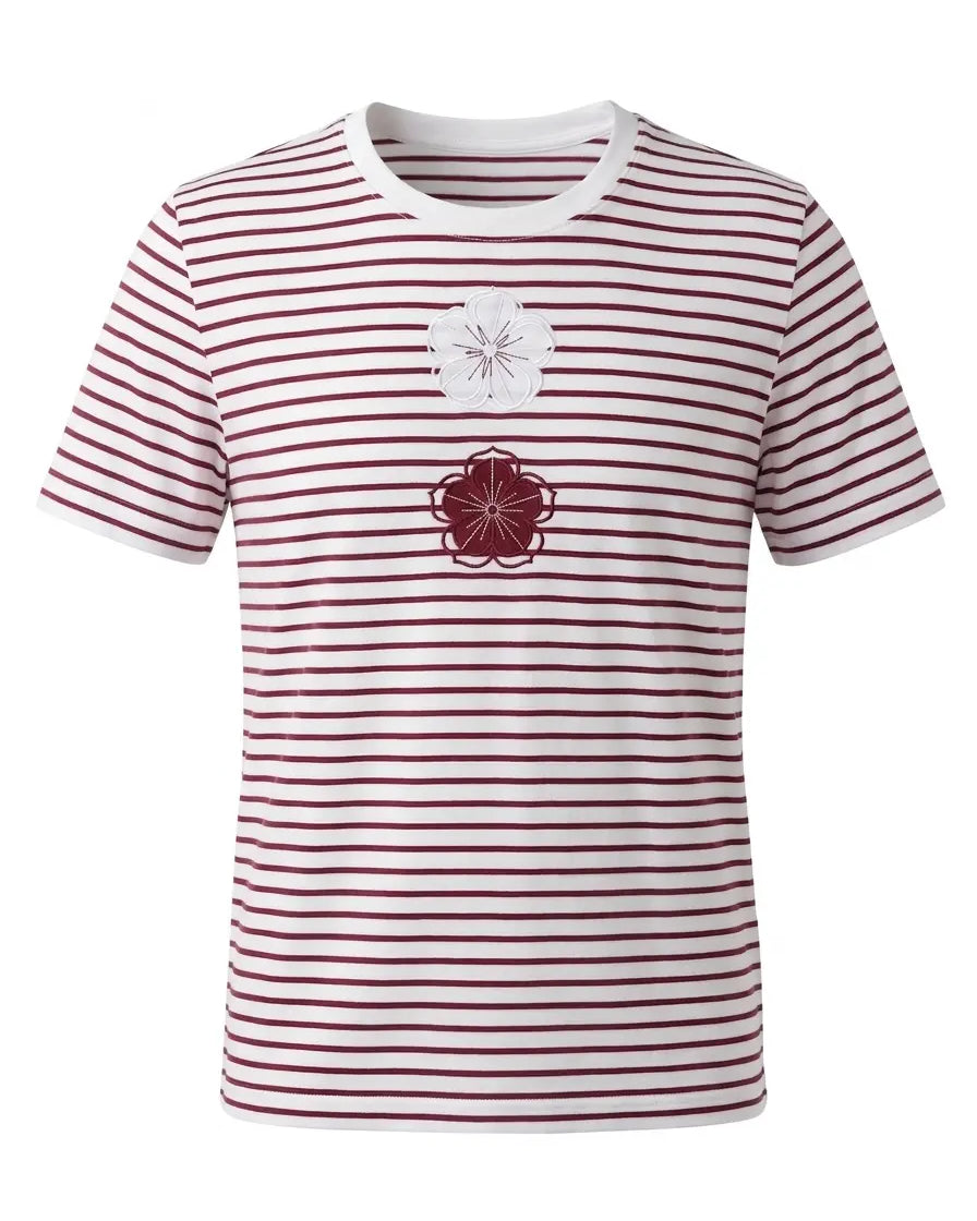 T-Shirt a righe con fiori DORABELLA